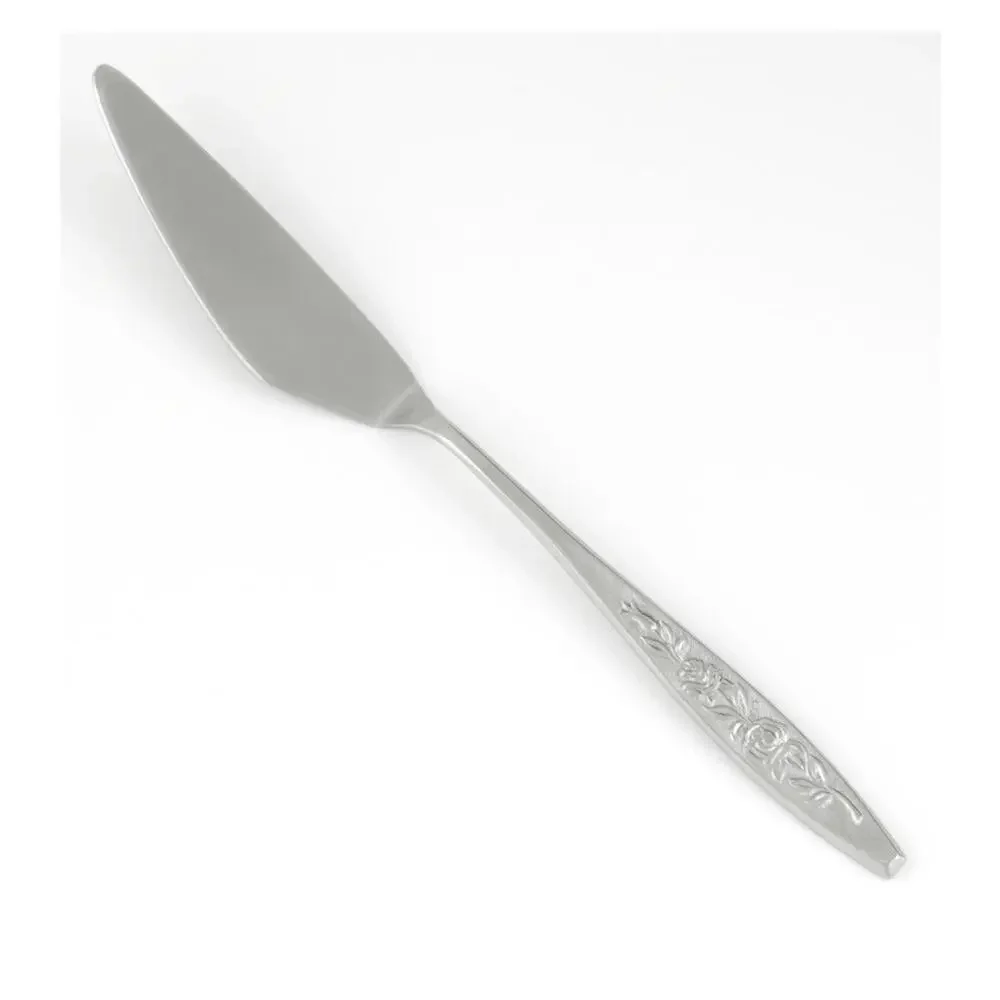 Eldan ELD18 Set 1 Butter 3 Dinner Knives MAY ROSE Textured Roses Stainless MCM